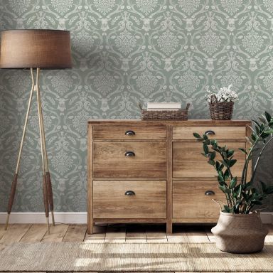 Arthouse Fantasia III 923706 Tapet Stag Damask Sage Green
