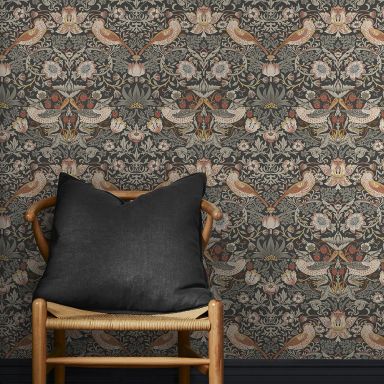 Graham & Brown William Morris At Home 124230 Tapet Strawberry Thief Charcoal