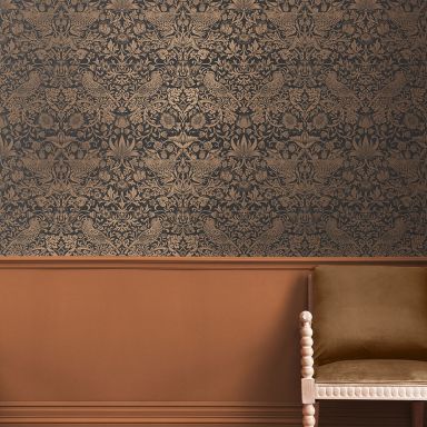 Graham & Brown William Morris At Home 124236 Tapet Strawberry Thief Fibrous Charcoal