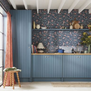 Graham & Brown William Morris At Home 124259 Tapet Bird & Pomegranate Navy Blue