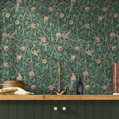 Graham & Brown William Morris At Home 124260 Tapet Bird & Pomegranate Deep Green