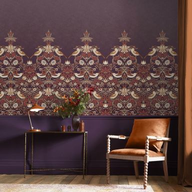 Graham & Brown William Morris At Home 125301 Tapet Strawberry Thief Plum Fixed Size Mural