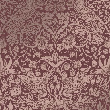 Graham & Brown William Morris At Home 124235 Tapet Strawberry Thief Fibrous Burgundy