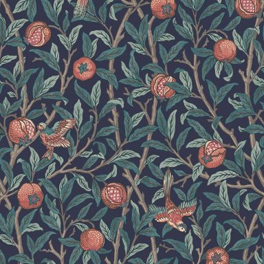 Graham & Brown William Morris At Home 124259 Tapet Bird & Pomegranate Navy Blue