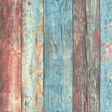 Living Walls Best of Wood´n Stone III T7231 Tapet röd/turkos/blå/beige