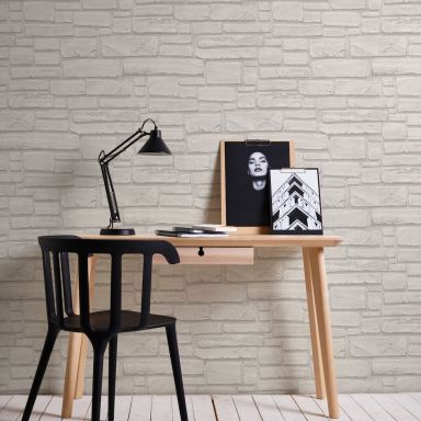 Living Walls Best of Wood´n Stone III T2316 Tapet vit/grå
