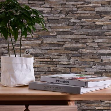 Living Walls Best of Wood´n Stone III T4217 Tapet lila/grå/brun