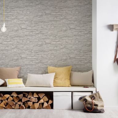 Living Walls Best of Wood´n Stone III T7116 Tapet grå