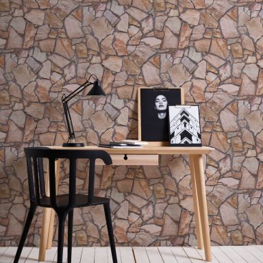 Living Walls Best of Wood´n Stone III T7316 Tapet lila/rosa/grå/svart