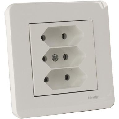 Schneider Electric Exxact Seinäpistorasia upotettava, maadoittamaton, 3-osainen, euro