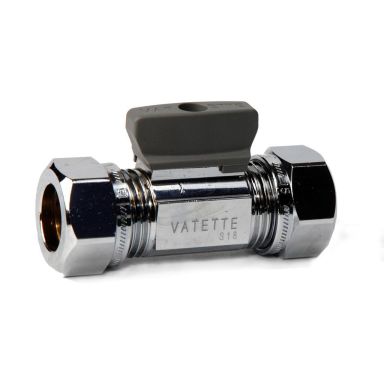 Vatette FG071040005 Kuleventil rett, forkrommet, med vrider, CU-CU
