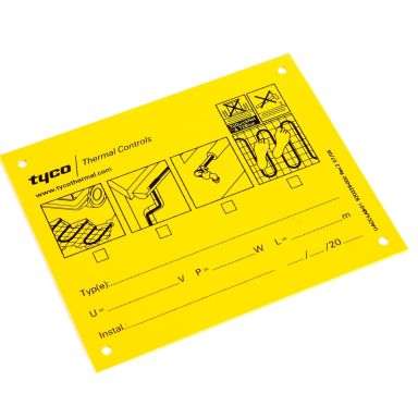 RAYCHEM 920328-000 Tilbehørsskilt for varmekabel, gul