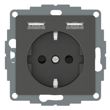 Schneider Electric WDE003179 Seinäpistorasia 1-osainen, 2xUSB, 4A, antrasiitti