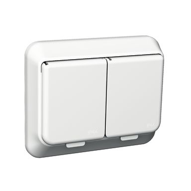 Schneider Electric Exxact Stikkontakt 2-veis, jordet, klafflokk, IP44, hvit