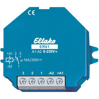 Eltako 61001601 Arbetsströmsrelä 1 slutande, 8-230V AC/DC, 10 A