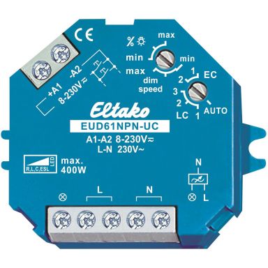 Eltako 61100801 Valonsäädin UNI 400/100W, asennus rasiaan