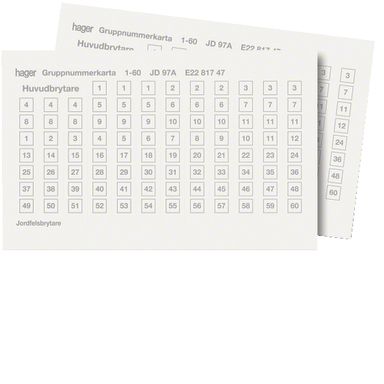 Hager JD97A Gruppnummerkarta