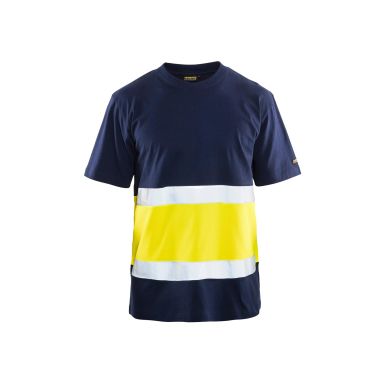Blåkläder 338710308833L T-paita laivastonsininen/huomiokeltainen, huomioväri