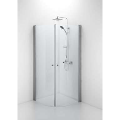 Contura Space SBNK 800 Dusjvegg bøyd, børstet aluminium/klart glass