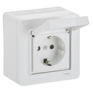 Schneider Electric WDE002978 Seinäpistorasia 1-osainen, ulkoinen, IP44, valkoinen