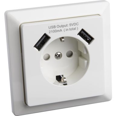 Gelia 4000038442 Vegguttak 1-veis og 2 x USB