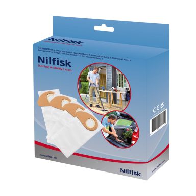 Nilfisk 81943048 Støvposer til støvsugere i Buddy II-serien, 4-pak