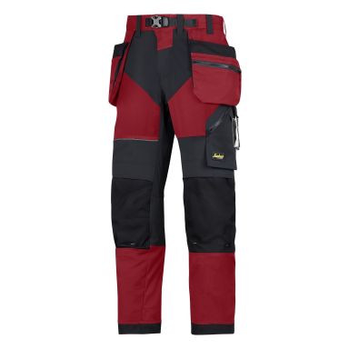 Snickers Workwear 6902 FlexiWork Håndværkerbukser rød/sort