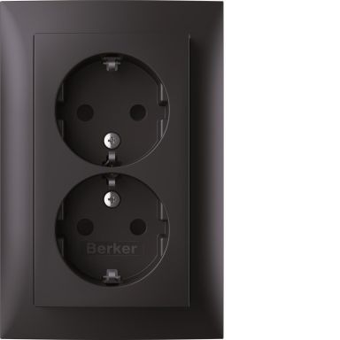 Hager 47911616 Vägguttag 2-vägs, infällt, för apparatdosa, S.1