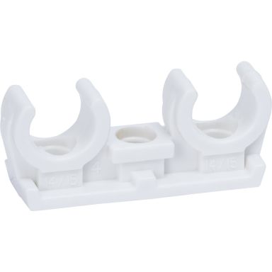 Gelia 3000501282 Rörklämma dubbel, plast, vit, 2-pack