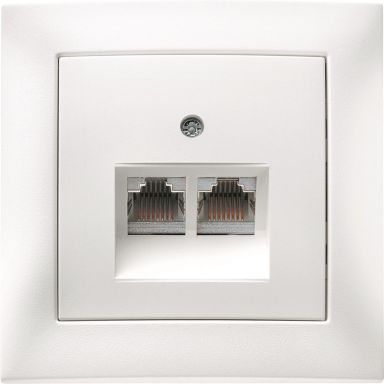 Hager 6345551909 Datauttag 2 x RJ45, komplett