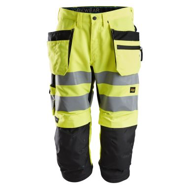 Snickers Workwear 6134 LiteWork Piratbyxa varsel, gul