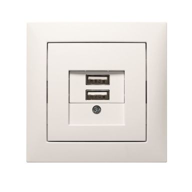 Hager 6326021909 Latausliitäntä 2 x USB, 3A, valkoinen