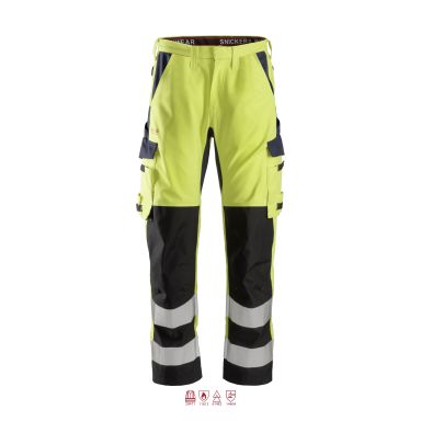 Snickers Workwear 6364 ProtecWork Työhousut huomioväri, keltainen/laivastonsininen