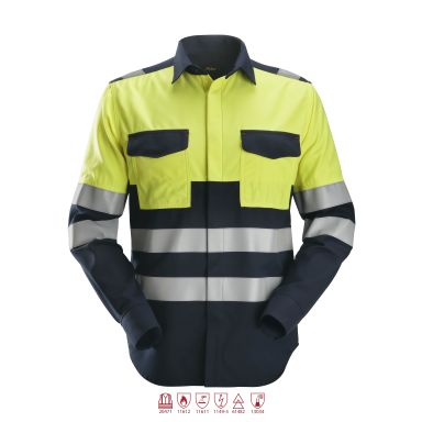 Snickers Workwear 8563 ProtecWork Svetsskjorta varsel, gul/marinblå