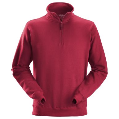 Snickers Workwear 2818 Sweater rød, kort lynlås