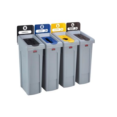 Rubbermaid Slim Jim Lajitteluasema kaatopaikkajäte/paperi/biojäte
