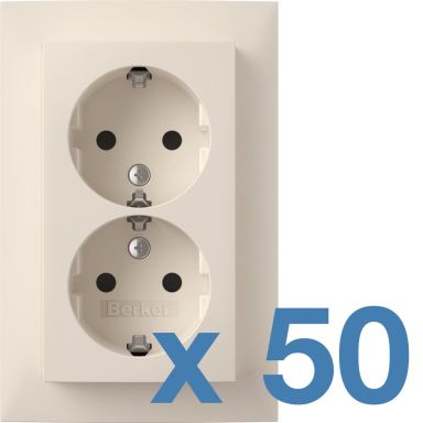 Hager 6847761909 Seinäpistorasia 2-osainen, X-liitin, S.1, 50 kpl