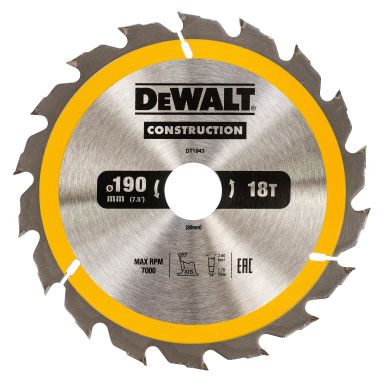 Dewalt DT1943-QZ Sågklinga 190 x 30 mm, 18T