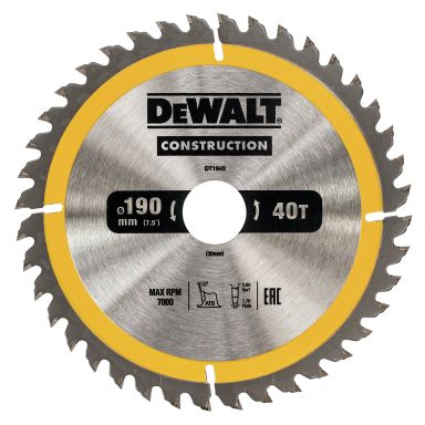 Dewalt DT1945-QZ Sirkelsagklinge 190 x 30 mm, 40T