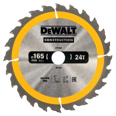 Dewalt DT1934-QZ Sirkelsagklinge 165 x 20 mm, 24T