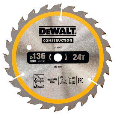 Dewalt DT1947-QZ Pyörösahanterä 136 x 10 mm, 24T