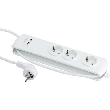Gelia 4000003032 Grenuttag 3-vägs, med 2 st USB-uttag