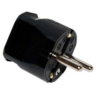 LKB 360084 Pistotulppa suora, musta, 2x16A, maadoitettu