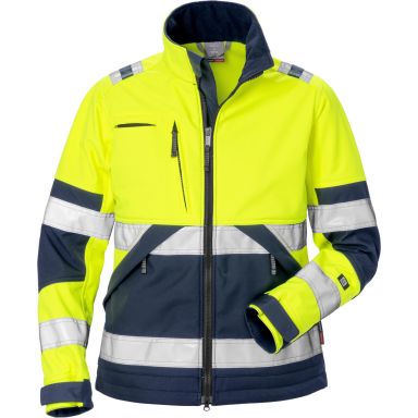Fristads 4183 WYH Softshelljakke varselgul/marineblå