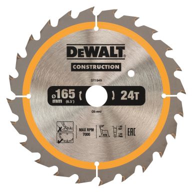 Dewalt DT1949-QZ Sågklinga 24T, 165 x 20 mm