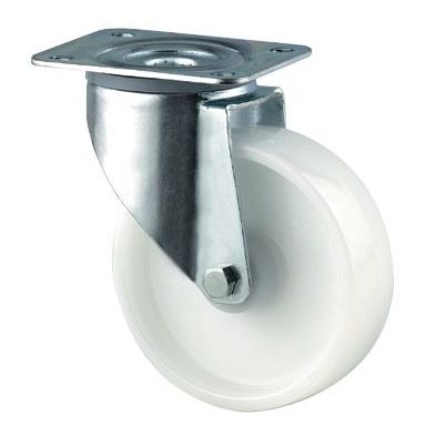Tente 3470UOR160P63 Pyörä nailonia, valkoinen, levy 137x105 mm