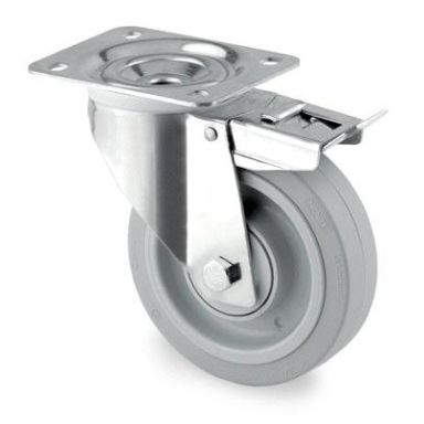 Tente 3477UFP160P63 Länkhjul broms, elastic, platta 137x105