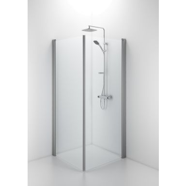 Contura Space SPNK 90 Dusjdør børstet aluminium/klart glass, 2 dører