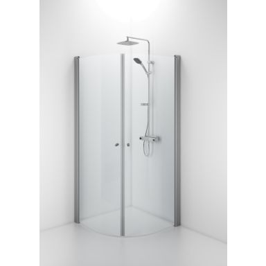 Contura Space SBNK 80 Duschvägg borstad aluminium/klart glas, 2 dörrar