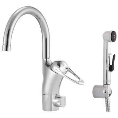 FM Mattsson 8058-0000 Tvättställsblandare ettgrepp, sidodusch, tvättmaskinavstängning